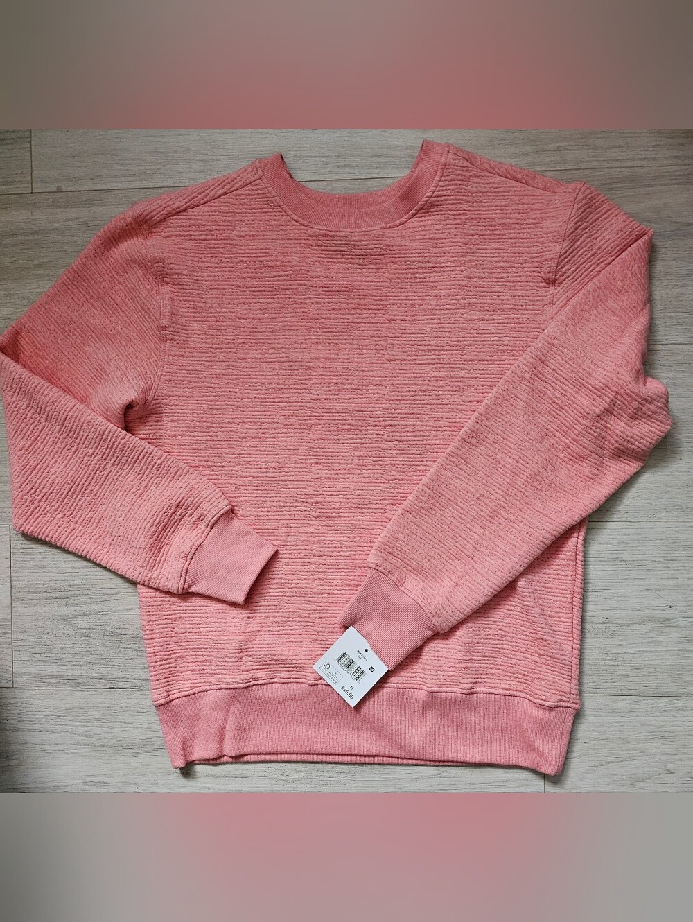 Falls Creek Soft Coral Stretch Textured Crewneck Sweatshirt